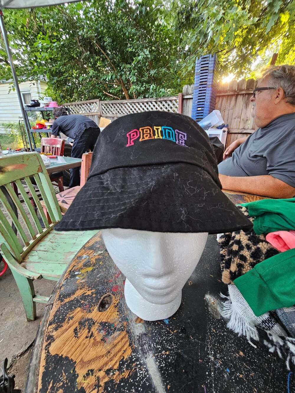 Gay Pride Apparel Black PRIDE Embroidered Cotton Bucket Hat Adult One Size